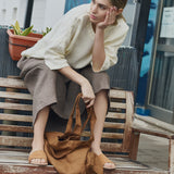 ARTIS tie-front linen skirt