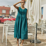 Sleeveless maxi MAMA linen dress