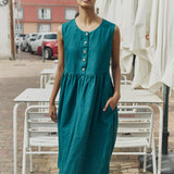 Sleeveless maxi MAMA linen dress