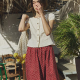 ANYA button front linen top