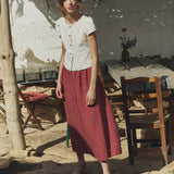 SION gathered linen skirt