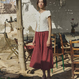 SION gathered linen skirt