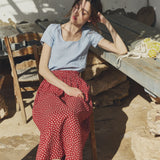 R: Alba scoop neck fitted linen top (Color: Cobalt Blue; Size: M)