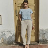 R: HAMBURG fitted linen top (Color: Dark-Grey-Blue; Size: S)