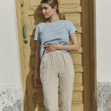 R: HAMBURG fitted linen top (Color: Dark-Grey-Blue; Size: S)