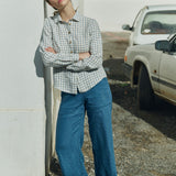 PUGLIA straight cut cropped linen pants