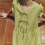 Maxi BIANCA bow tie linen dress