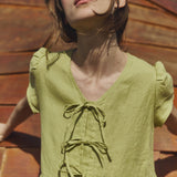 Maxi BIANCA bow tie linen dress