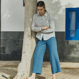 PUGLIA straight cut cropped linen pants