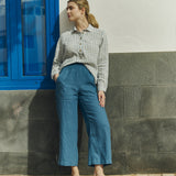 PUGLIA straight cut cropped linen pants