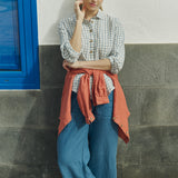 PUGLIA straight cut cropped linen pants
