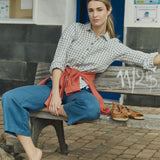 PUGLIA straight cut cropped linen pants