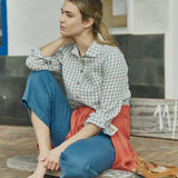 PUGLIA straight cut cropped linen pants