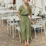 REINE waisted linen dress