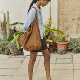 R: MAIN casual linen shorts (Color: Natural/Grey Stripes; Size: L)