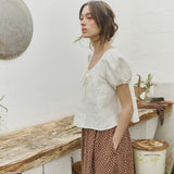 MILOS puff sleeve linen blouse