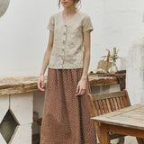 GETTY-2 button front linen top