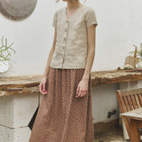 GETTY-2 button front linen top