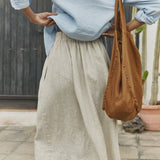 R: MARSEILLE linen front snap skirt (Color: Cobalt Blue; Size: M)