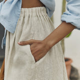 R: MARSEILLE linen front snap skirt (Color: Cobalt Blue; Size: M)