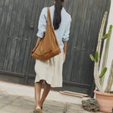 R: MARSEILLE linen front snap skirt (Color: Cobalt Blue; Size: M)