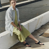 customized: NAPA long linen dress (Color: Avocado Checks; Size: XS - MAXI length)