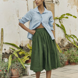 1950s CITY flat front linen skirt