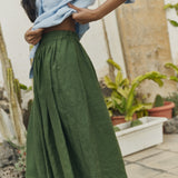 1950s CITY flat front linen skirt