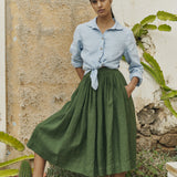 1950s CITY flat front linen skirt