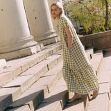 ICARIA tiered long linen dress