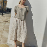 SION gathered linen skirt
