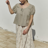 SION gathered linen skirt