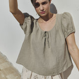 MILOS puff sleeve linen blouse