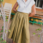 1950s CITY flat front linen skirt - notperfectlinen