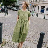 Maxi MAMA-2 short sleeve linen dress