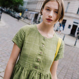 Maxi MAMA-2 short sleeve linen dress