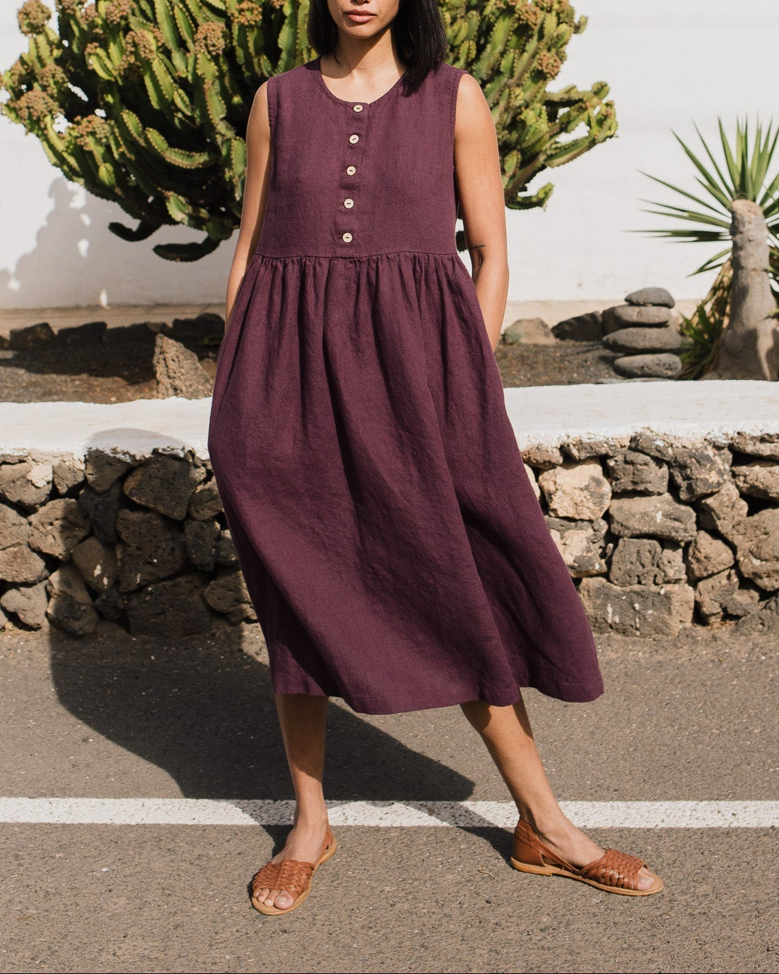 Sleeveless maxi MAMA linen dress - notPERFECTLINEN