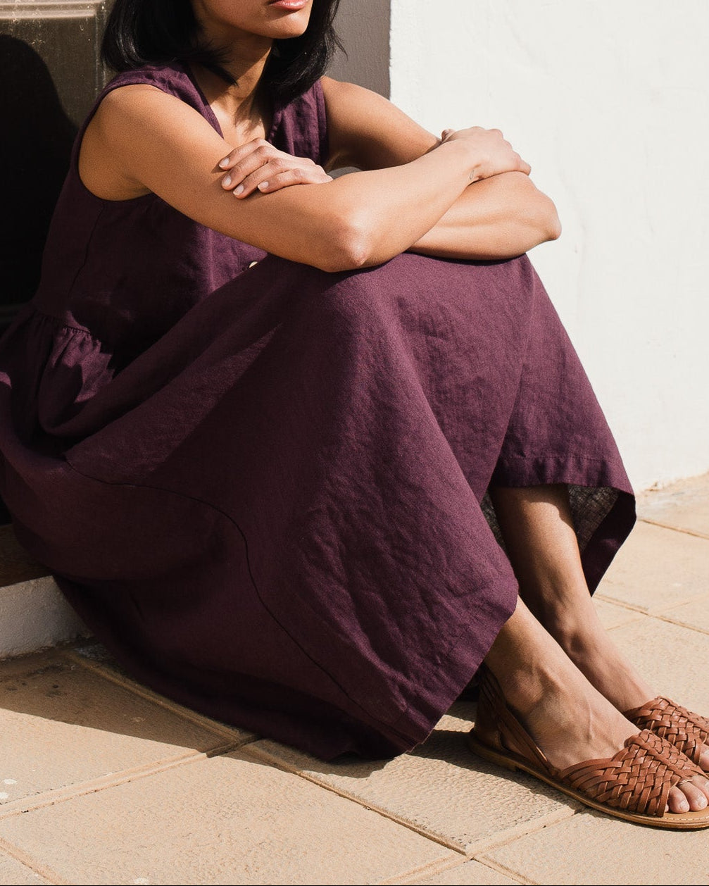 Sleeveless maxi MAMA linen dress - notPERFECTLINEN