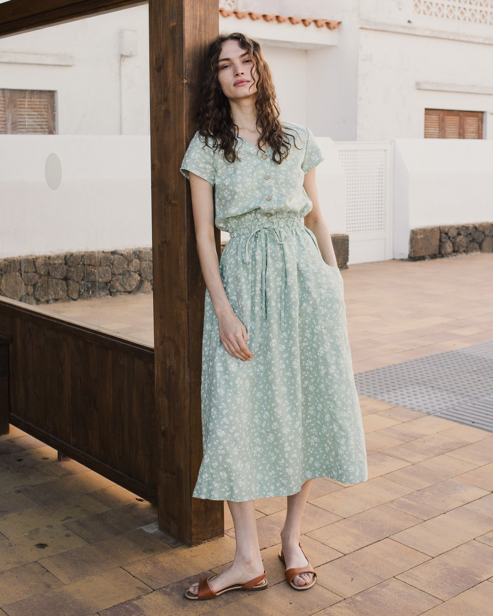 REINE waisted linen dress - notPERFECTLINEN
