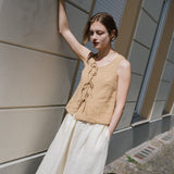 MIJAS bow tie linen blouse