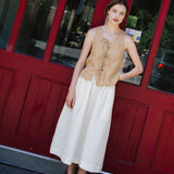 SION gathered linen skirt