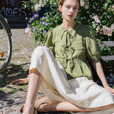 SION gathered linen skirt