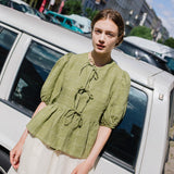 SION gathered linen skirt