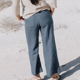 PUGLIA straight cut cropped linen pants