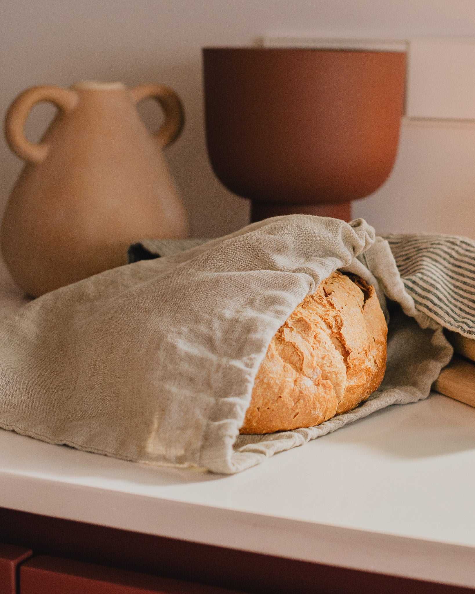 Set of 2 Linen Bread Bags in natural linen - notPERFECTLINEN
