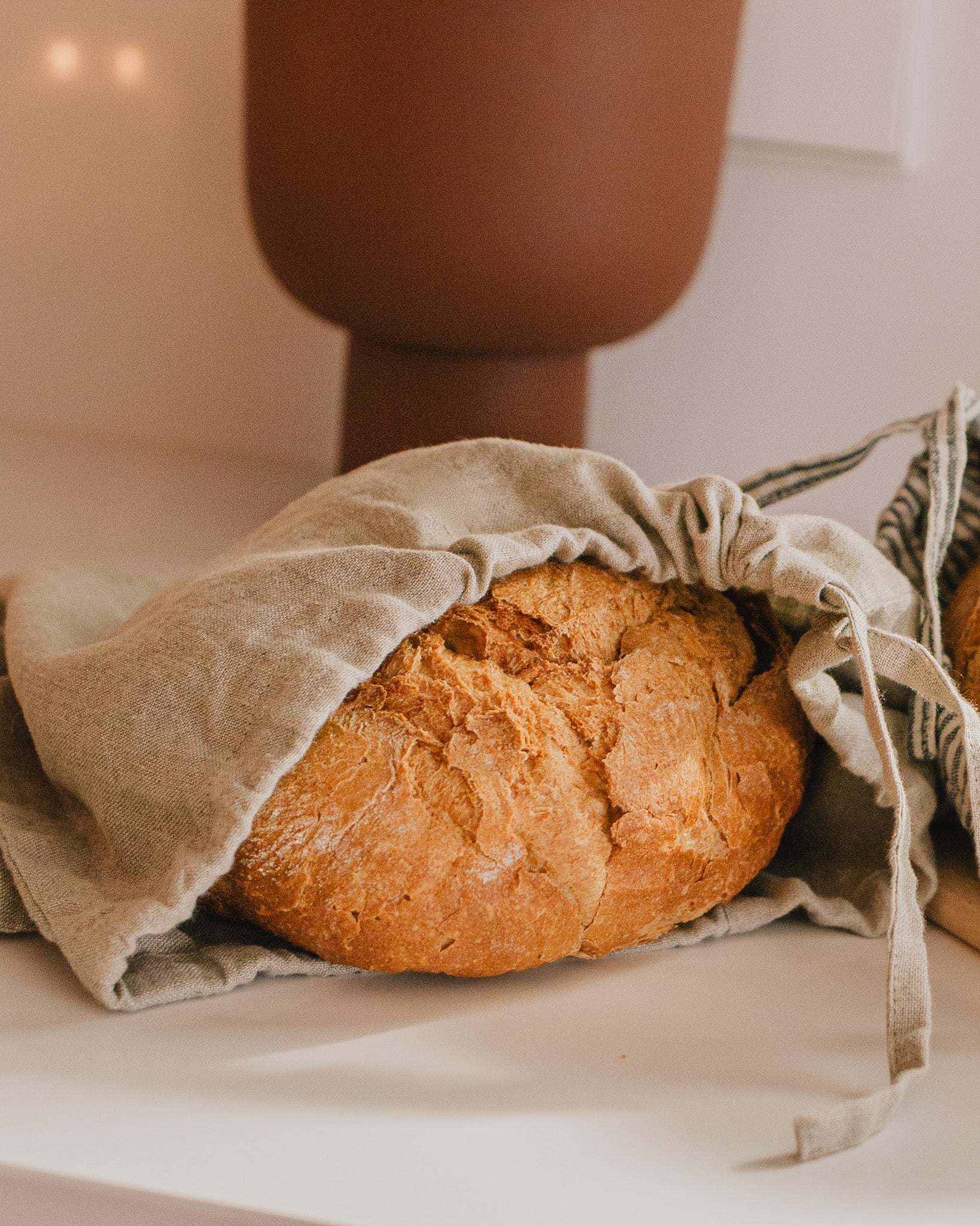Set of 2 Linen Bread Bags in natural linen - notPERFECTLINEN