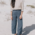 PUGLIA straight cut cropped linen pants - notperfectlinen