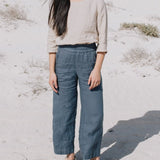 PUGLIA straight cut cropped linen pants - notperfectlinen
