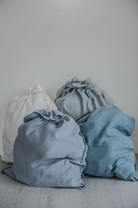 R: Large laundry bag (Color: Forest Green) linen - notperfectlinen