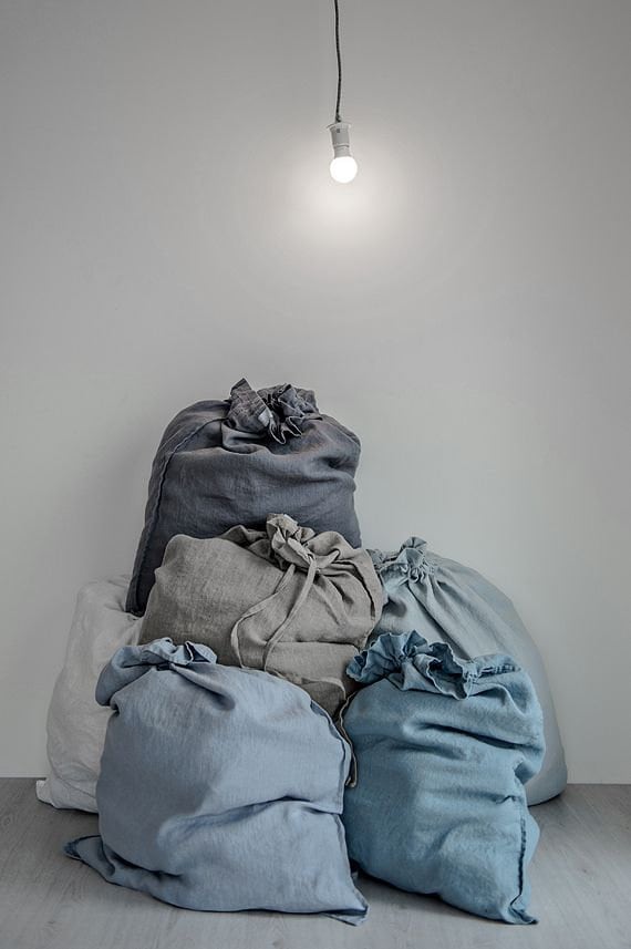 R: Large laundry bag (Color: Forest Green) linen - notperfectlinen